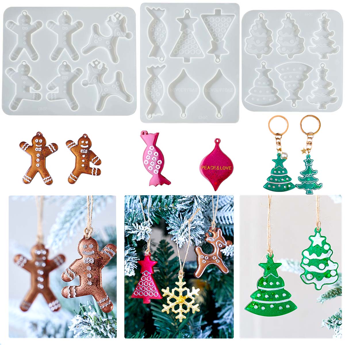 Resin Art Kit With Molds - Serie natalizia Orecchini Ciondolo Stampo in