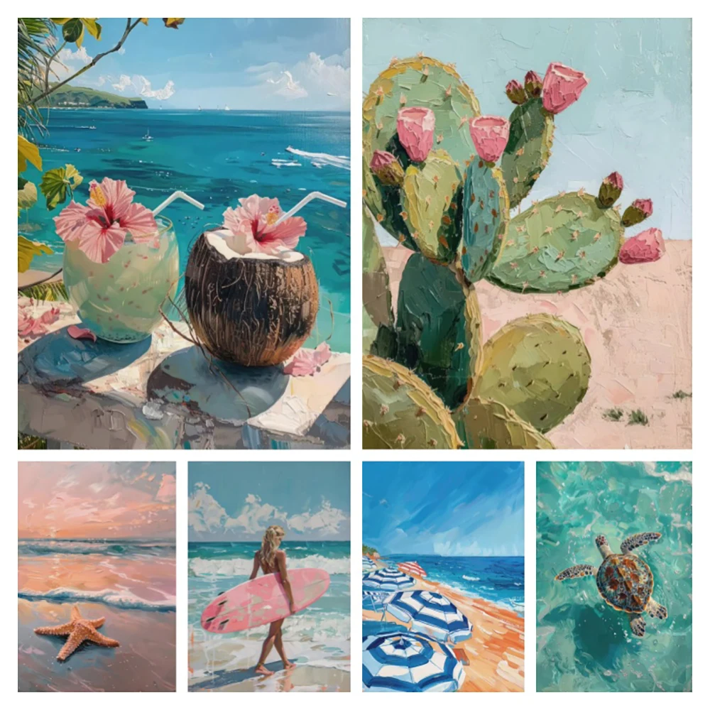 Resin Art Beach - Quadro Decorativo con Cactus Estivo da